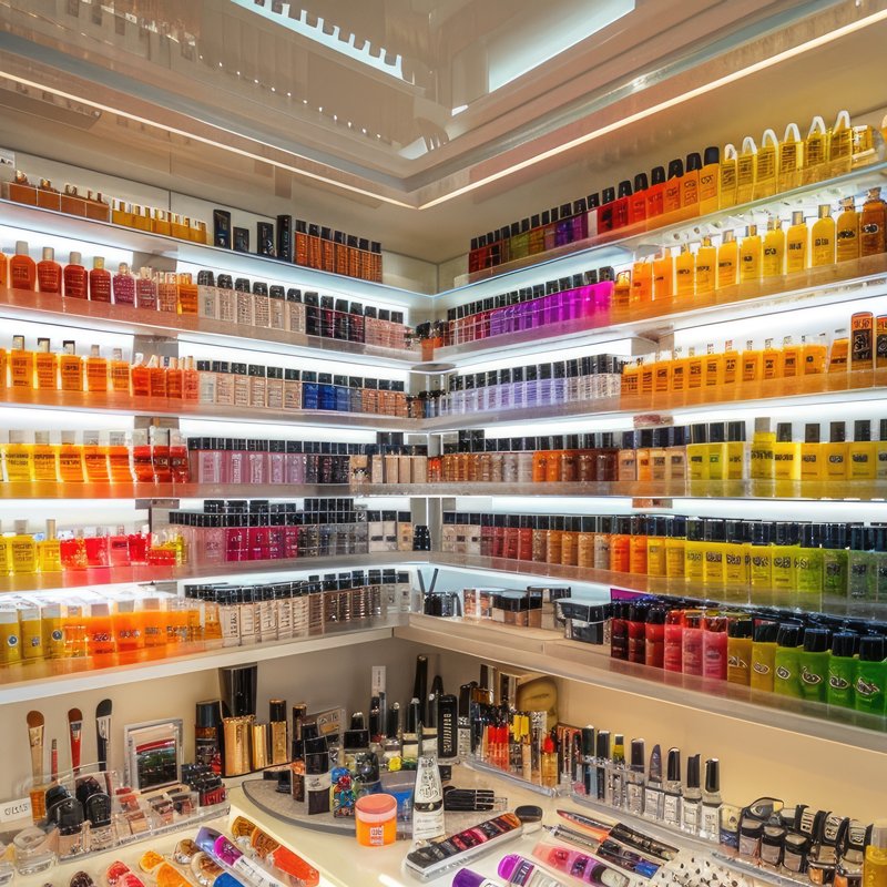 Diferentes productos cosméticos con pigmentos