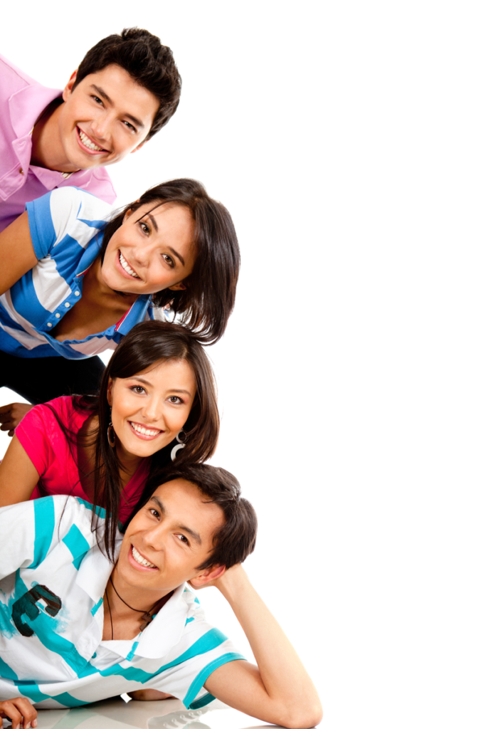 Grupo de adolescentes con sonrisa radiante